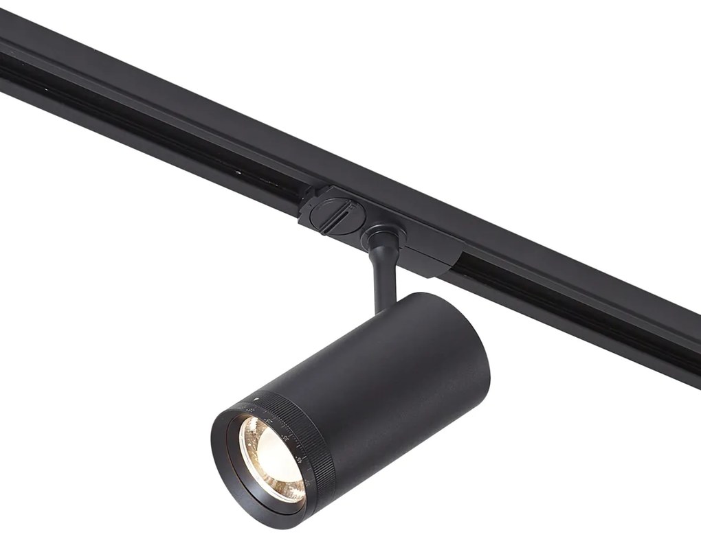 Faretto nero moderno per sistema a binario monofase con LED orientabile e inclinabile - Iconic Zoom