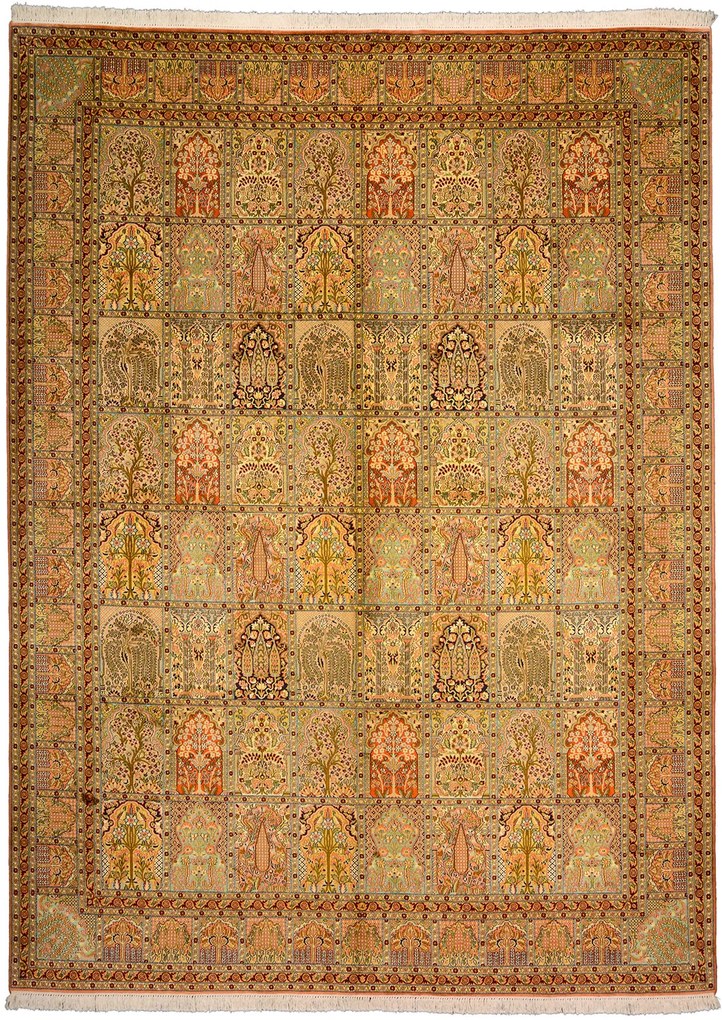 Cashmere Silk Tappeto 270x380 Beige (Indian) Annodato A Mano