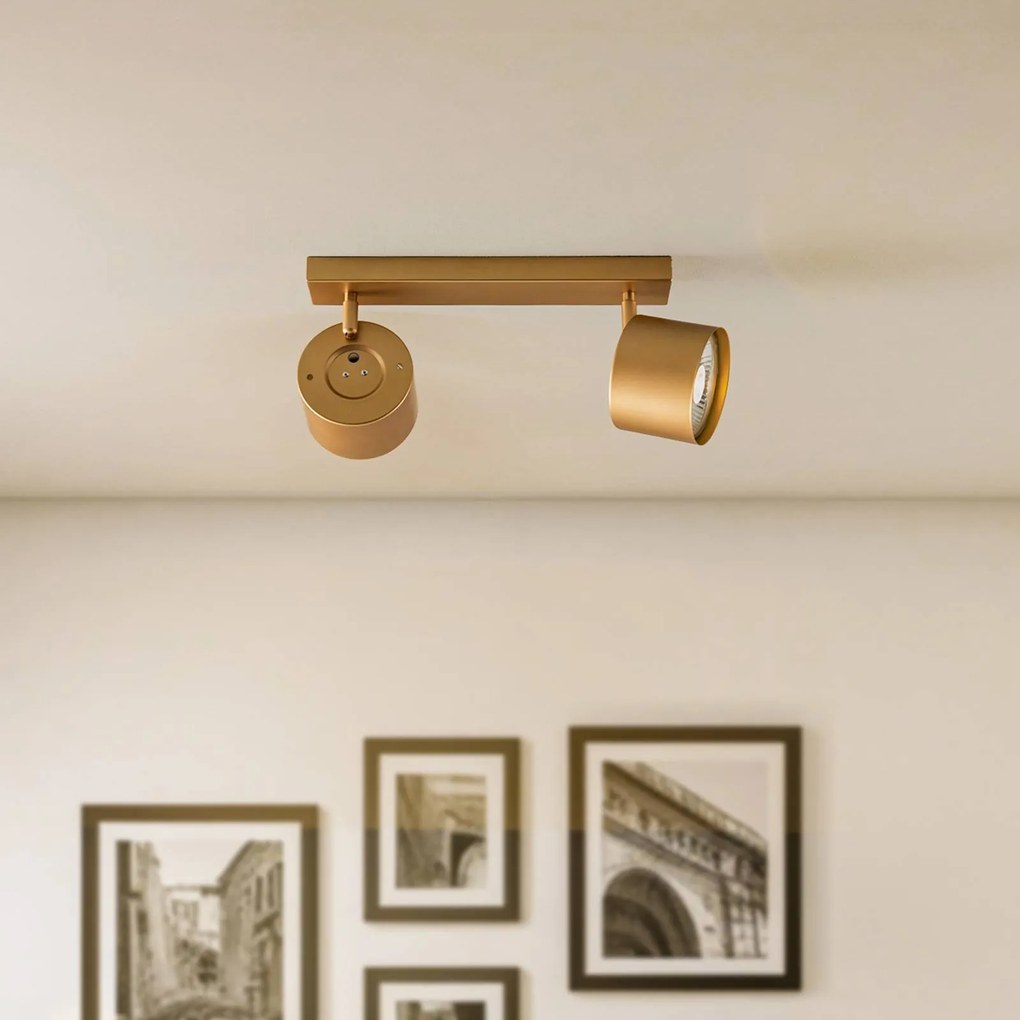 Argon Faretto da soffitto Chloe orientabile a 2 luci, oro