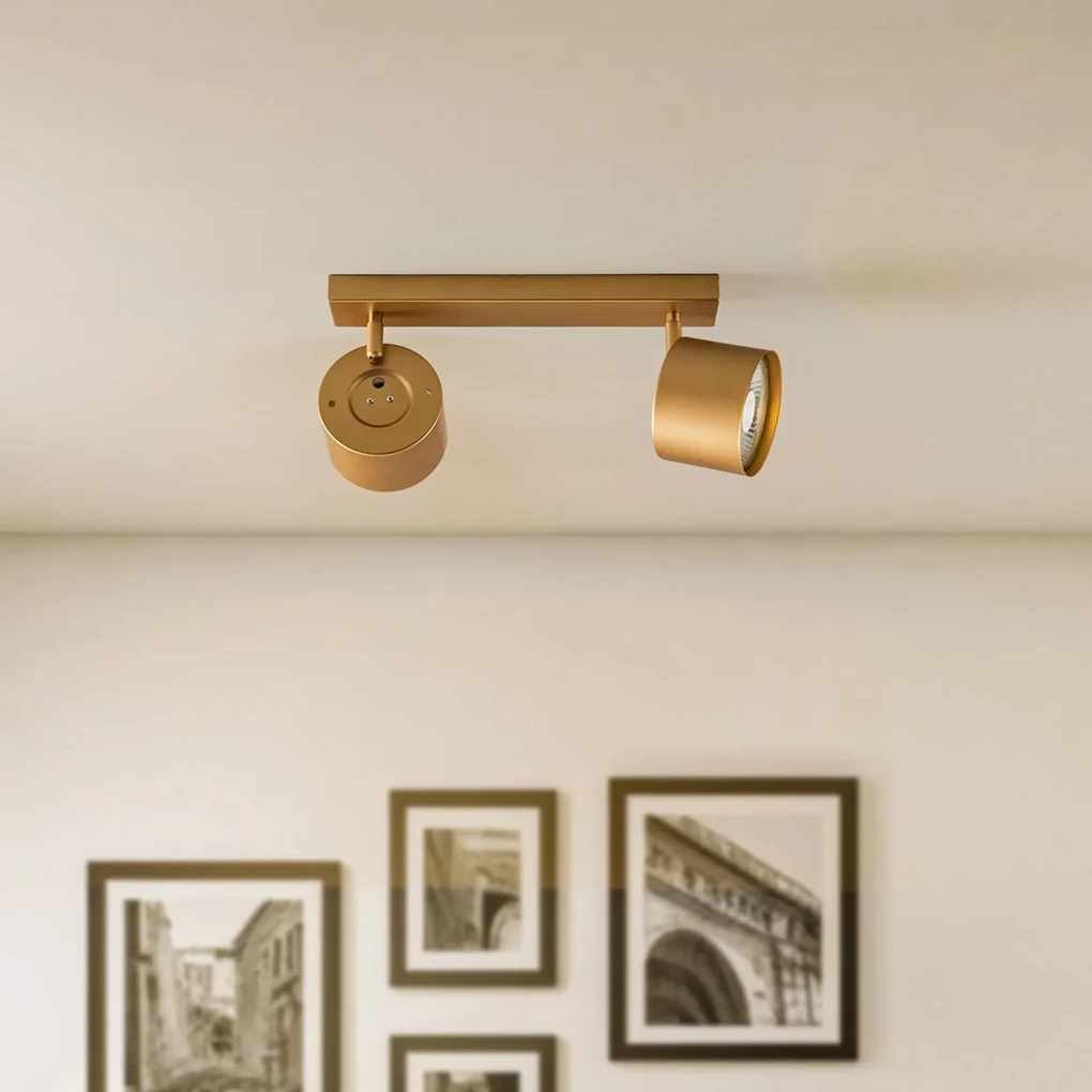 Argon Faretto da soffitto Chloe orientabile a 2 luci, oro