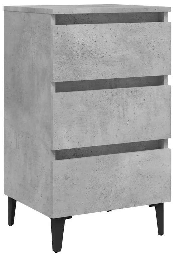 Comodino con gambe in metallo grigio cemento 40x35x69 cm