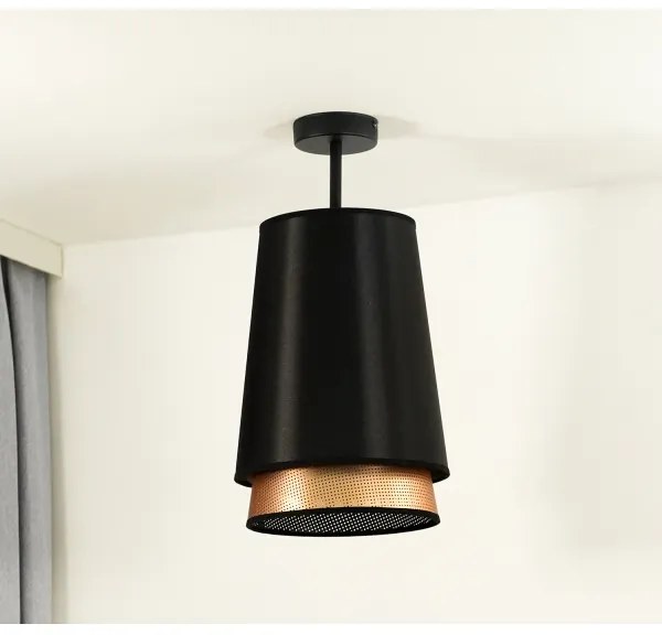 Duolla - Lampadario a plafone BELL SHINY 1xE27/15W/230V diametro 25 cm nero/rame