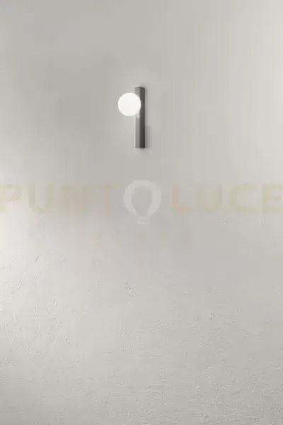 Applique in metallo grigio titanio e vetro bianco acidato snooky 1 ...