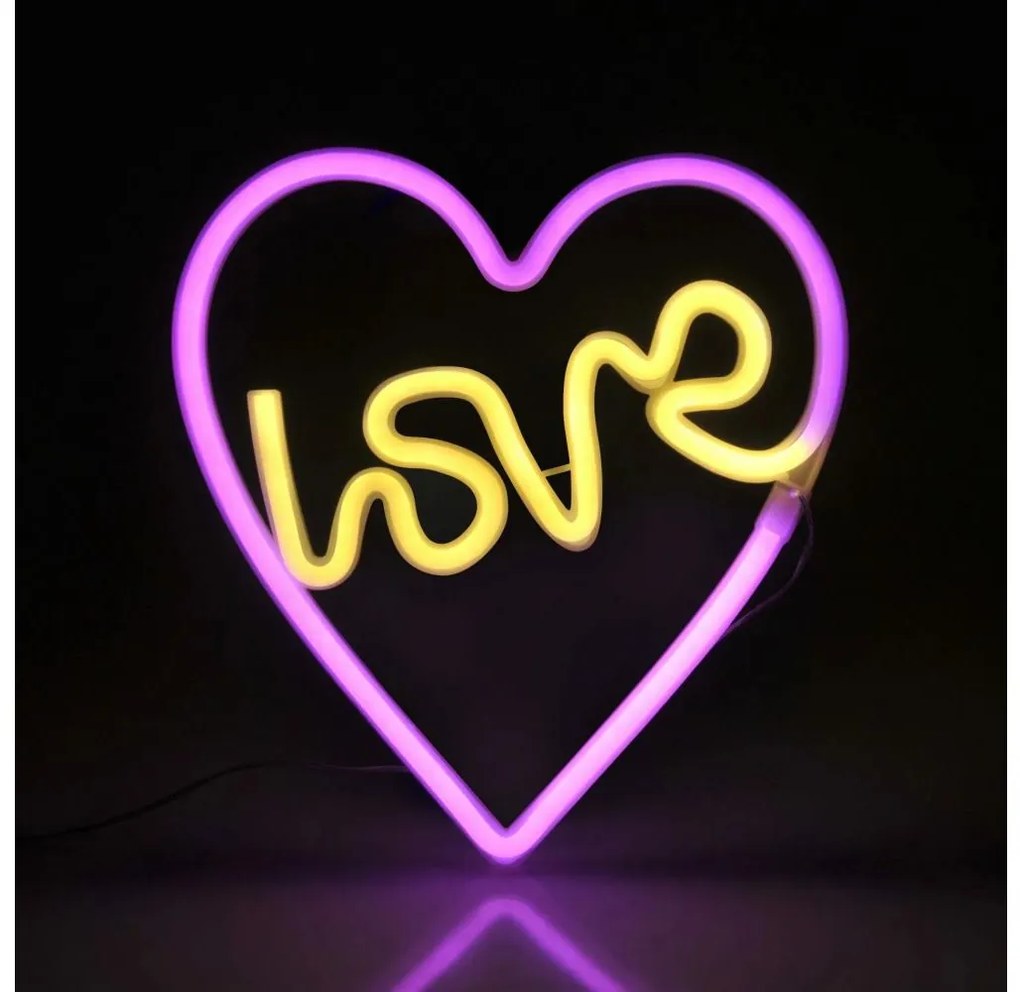 LED Decorazione murale al neon LOVE LED/3W/3xAA USB rosa
