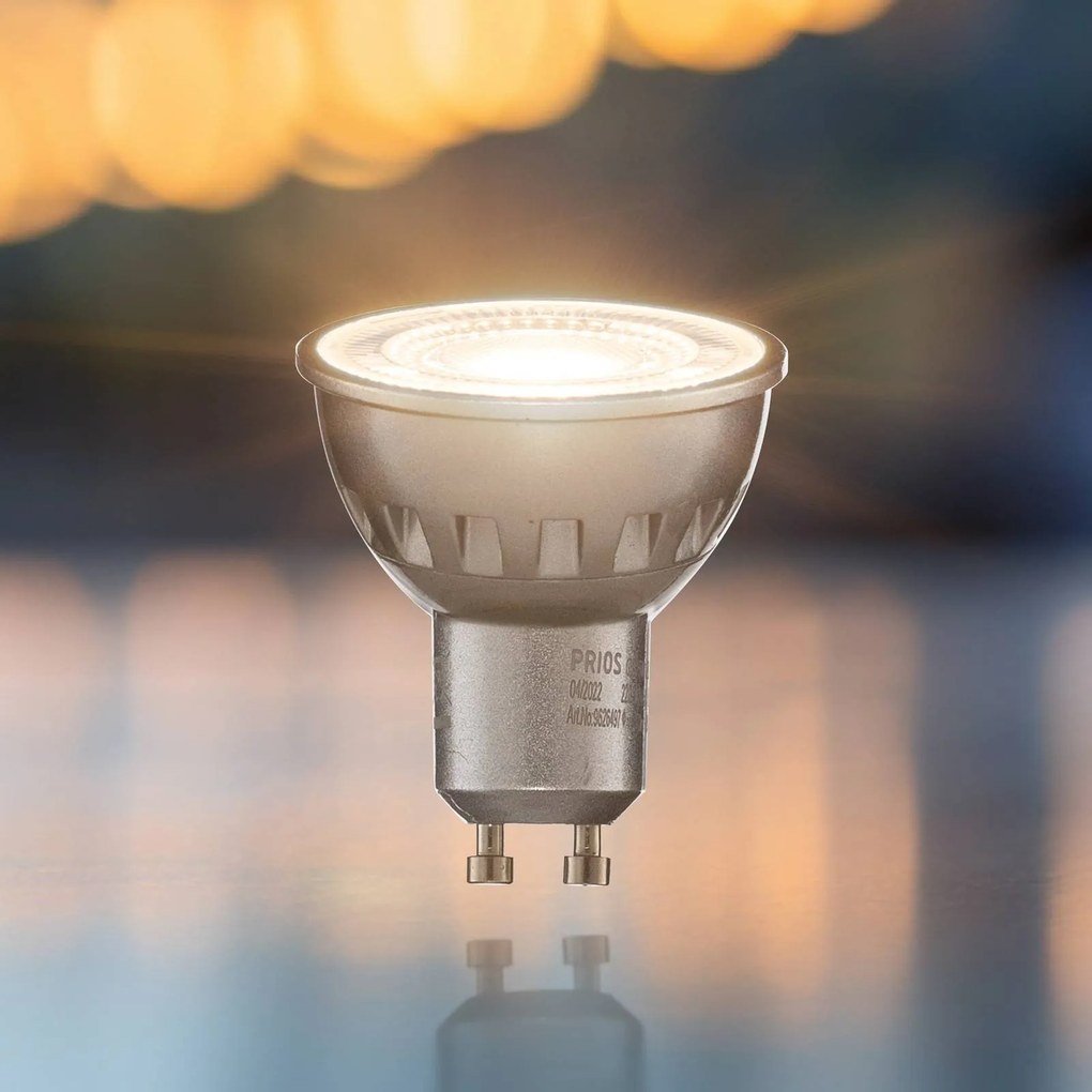 Prios LED riflettore GU10 5W 3.000K 90° dimming