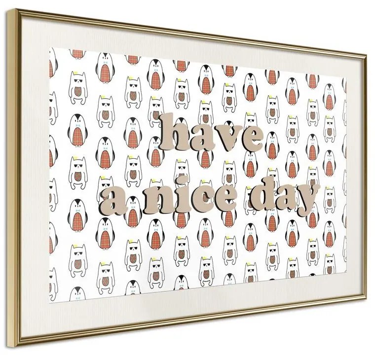 Poster  Animals Wish a Nice Day  Cornice Quadri Cornice d'oro con passe-partout, Larghezza x Altezza Home decor 30x20