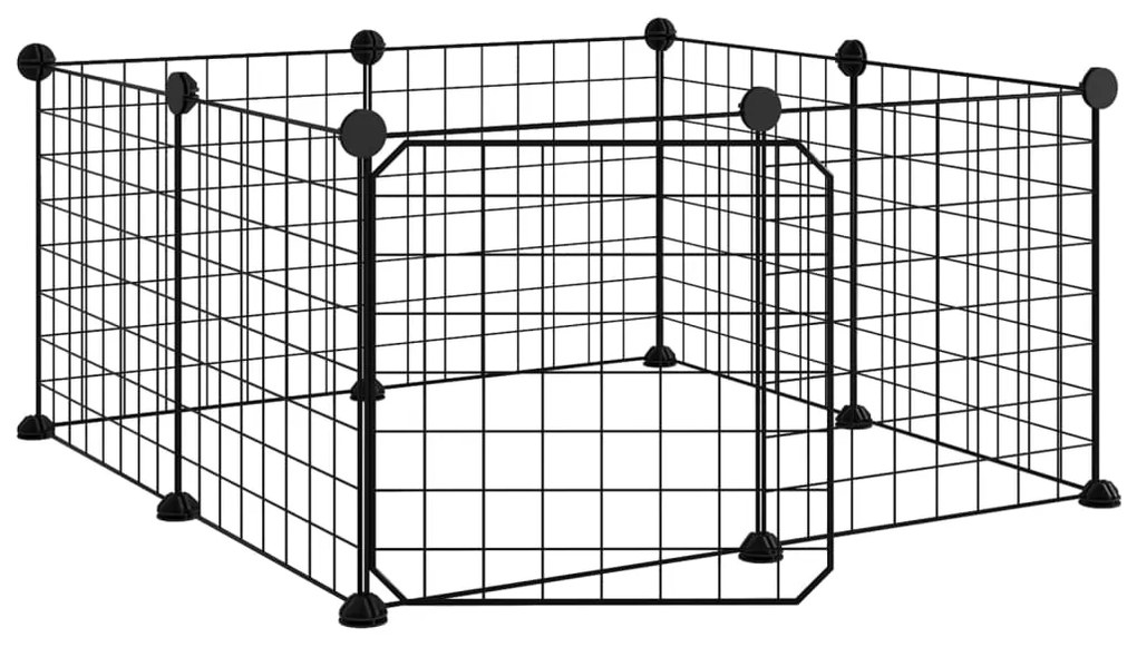 Gabbia per Animali 8 Pannelli con Porta Nero 35x35 cm Acciaio