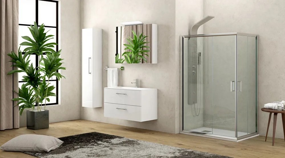 Box doccia angolare 100x70 alto 180 cm vetro trasparente K410 - KAMALU
