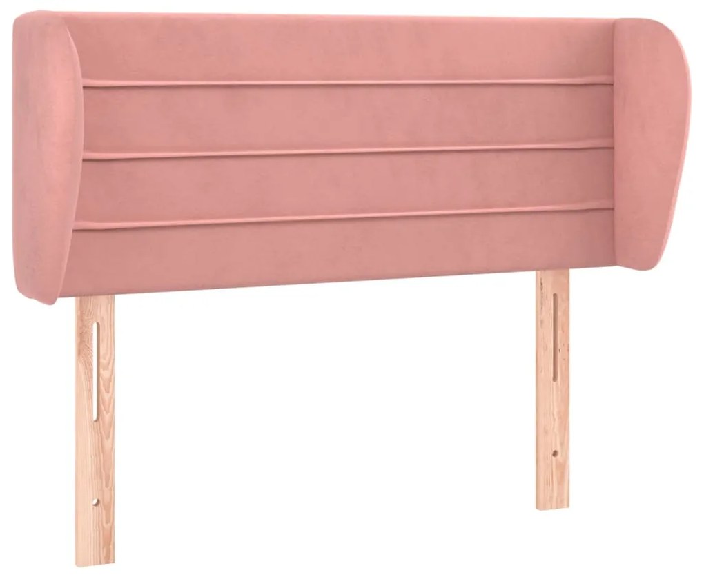 Testiera ad orecchio rosa 103x23x78/88 cm in velluto