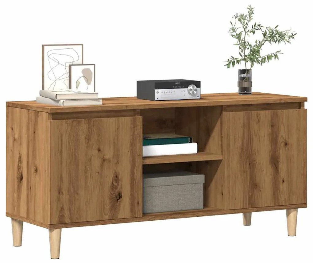 Mobile Tv Rovere Artigianale 102x35x50 Cm İn Legno Multistrato /
