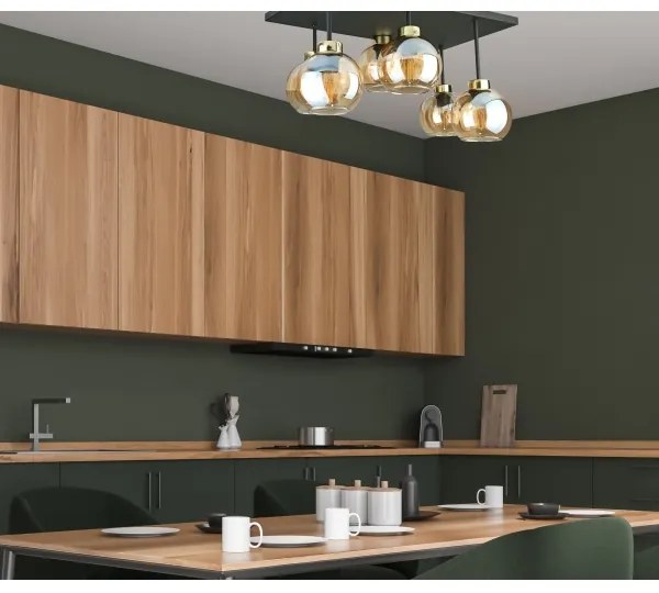 Lampadario a plafone NESSA 6xE27/60W/230V nero/oro/fumé beige