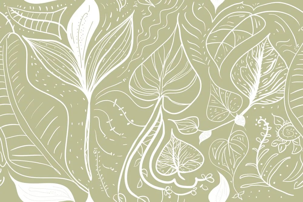 Carta da parati autoadesiva – Foglie magiche in verde