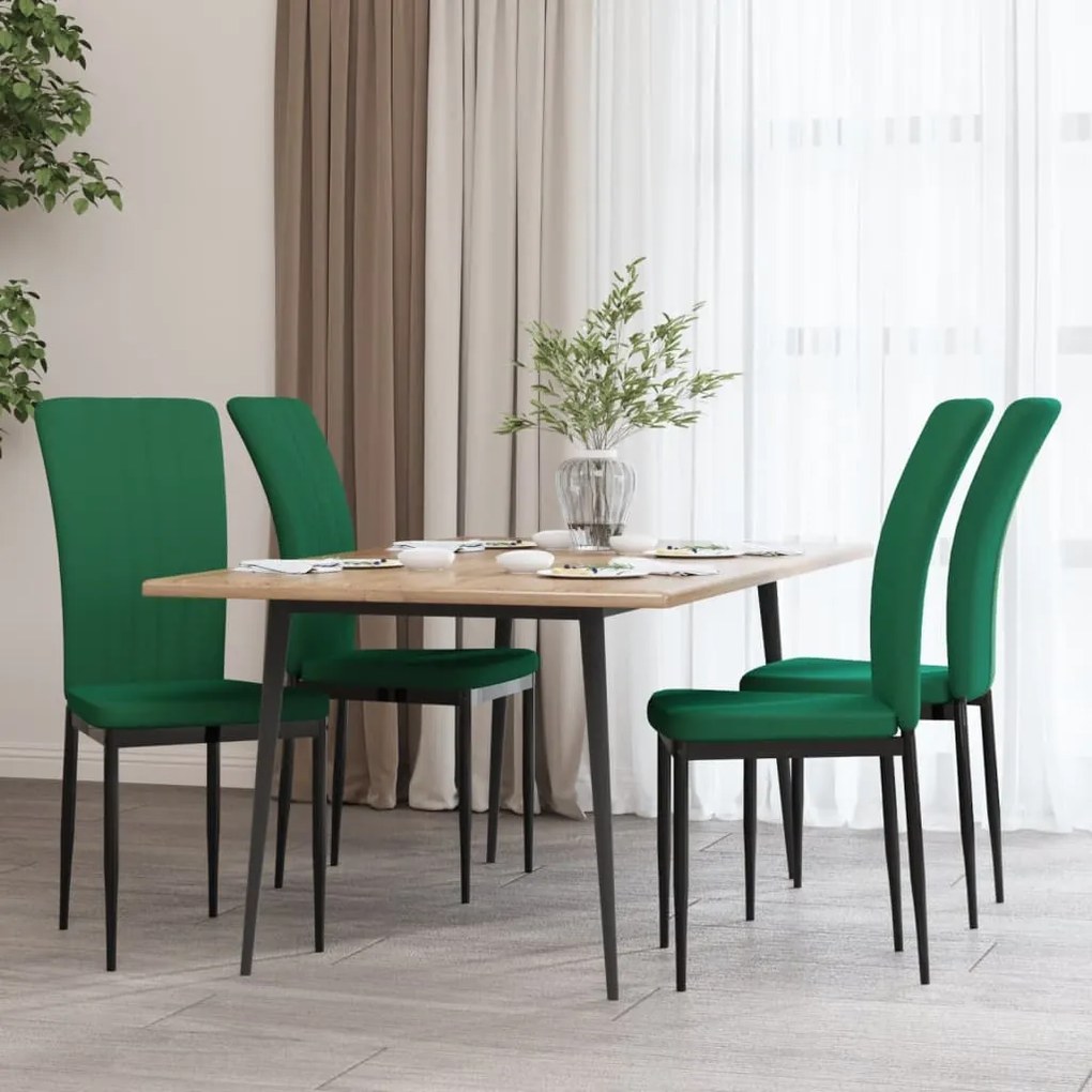 Sedie Da Pranzo 4 Pz Verde Scuro İn Velluto /