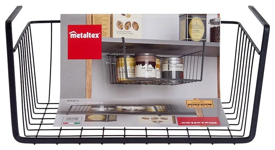 Cestino da cucina sospeso nero, lunghezza 30 cm - Metaltex