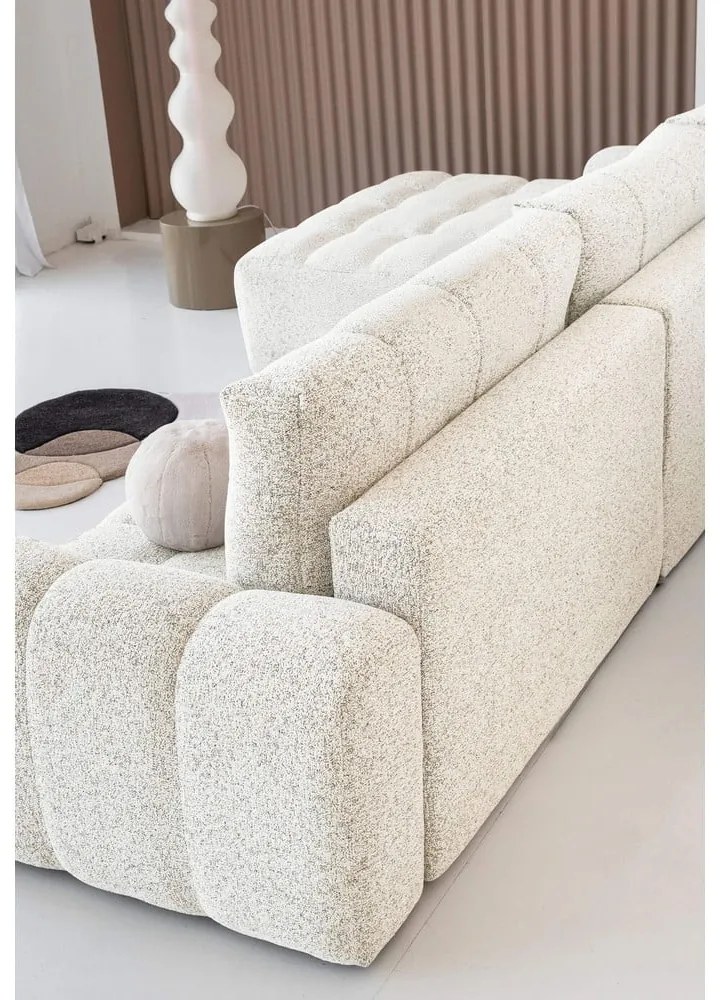 Divano angolare componibile color crema allungabile/con contenitore (con penisola a sinistra) Lulu – Miuform