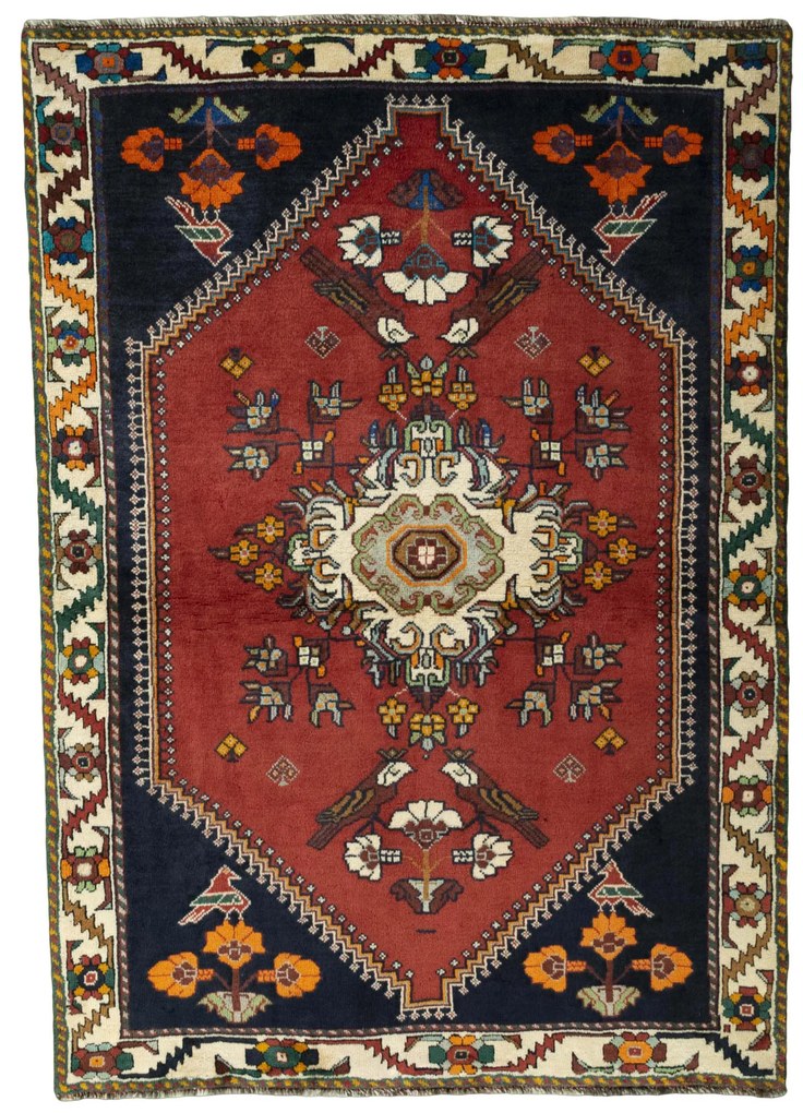 Shiraz Tappeto persiano 180x120 Rosso (Iran) Annodato A Mano