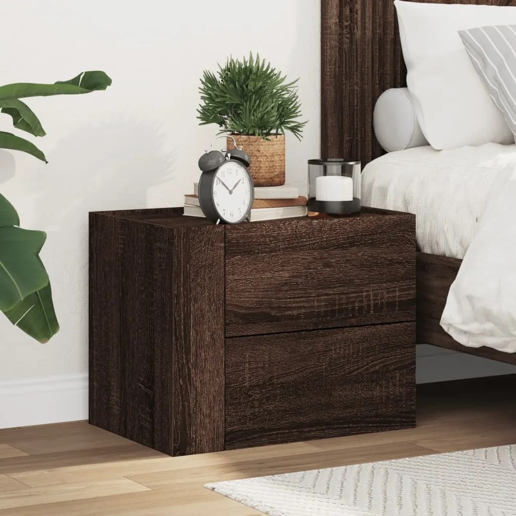 Comodino A Muro Rovere Marrone 45x30x35 Cm /