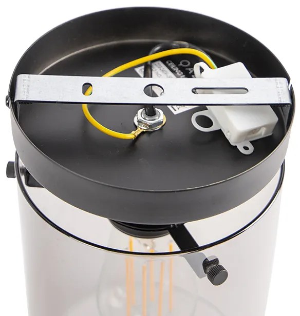 Plafoniera di design nera con vetro fumé - Dome