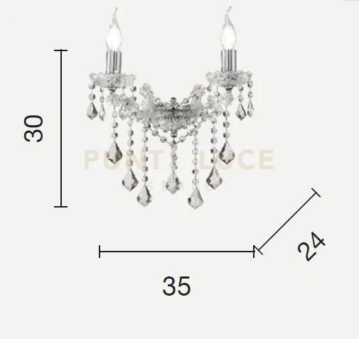 Applique damasco 2 luci ottanio e cromo attacco e14