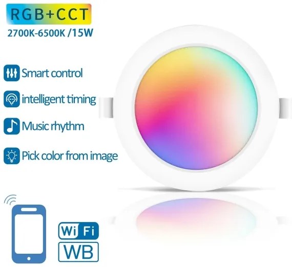Aigostar -LED RGBW Lampada da incasso dimmerabile LED/15W/230V 2700-6500K Wi-Fi