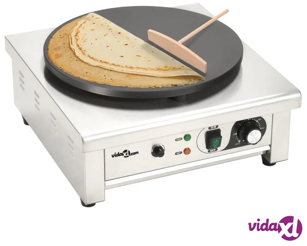 vidaXL Piastra Elettrica per Crepes con Vassoio Estraibile 40 cm 3000 W