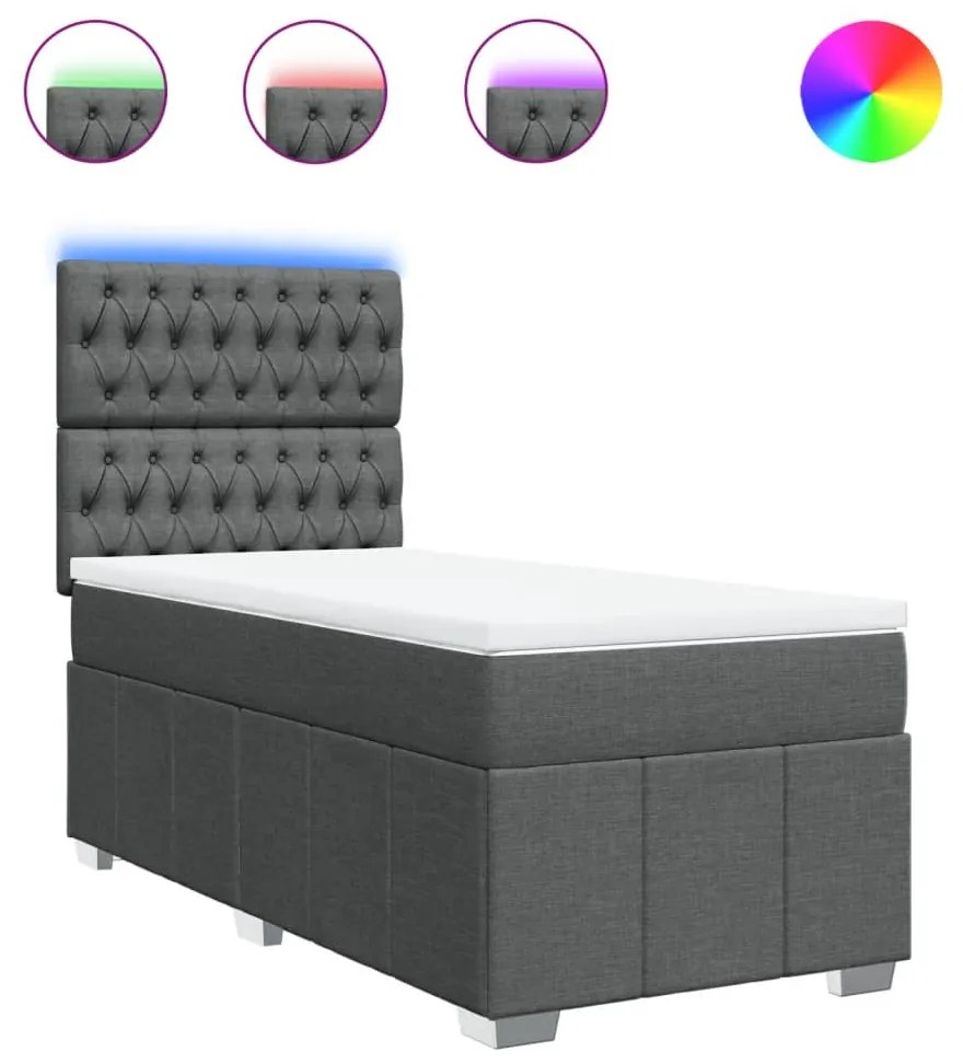 Giroletto a molle con materasso grigio scuro 80x200 cm tessuto