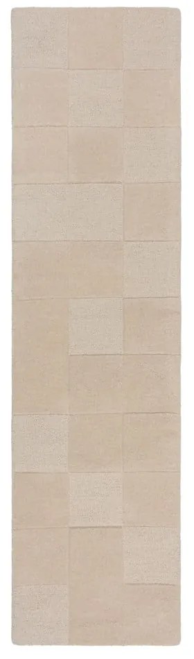 Passatoia in lana beige tessuta a mano 60x230 cm Checkerboard - Flair Rugs