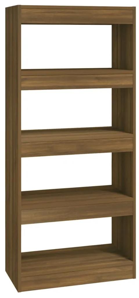 Libreria/divisorio rovere marrone 60x30x135cm legno multistrato