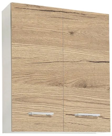 Pensile doppio sospeso Quercia Naturale con maniglie cromate 60x22xh71 cm