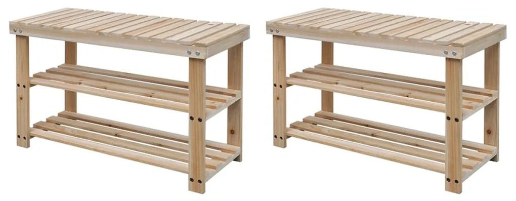 Scarpiera 2 İn 1 Con Piano Dappoggio 2 Pz İn Legno Massello /