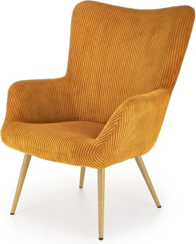Poltrona Amaro in velluto senape H97 cm