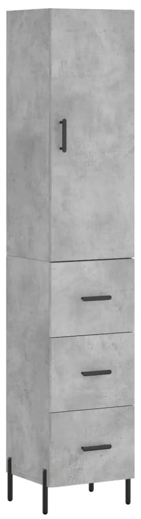 Credenza Grigio Cemento 34,5x34x180 cm in Legno Multistrato