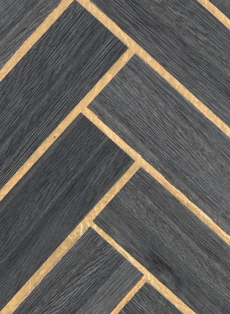 CMO Paris Tapete Bois Chevron - Gris Or