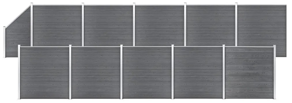 Pannelli Recinto Wpc 10 Quadrati 1 Inclinato 1830x186cm Grigi /
