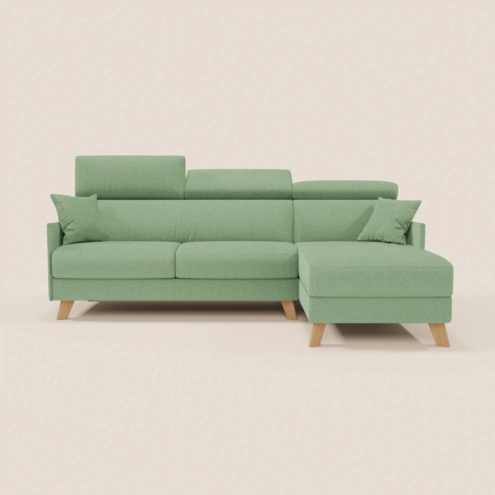 Sole Divano letto matrimoniale angolare con penisola contenitore e poggiatesta reclinabili - tessuto smacchiabile T23