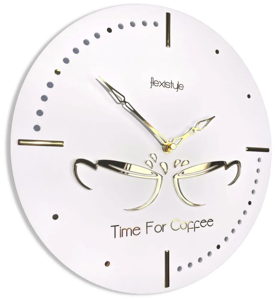 Orologio da parete per cucina con tazze dorate - bianco