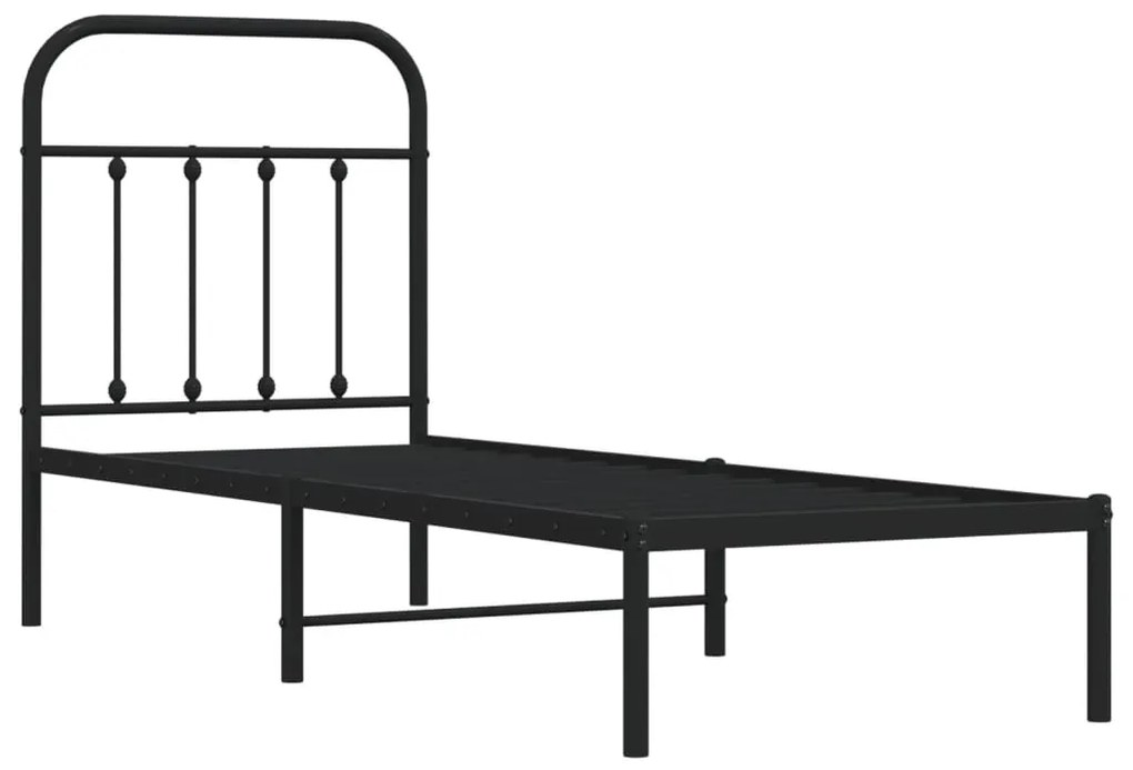 Giroletto con Testiera in Metallo Nero 75x190 cm