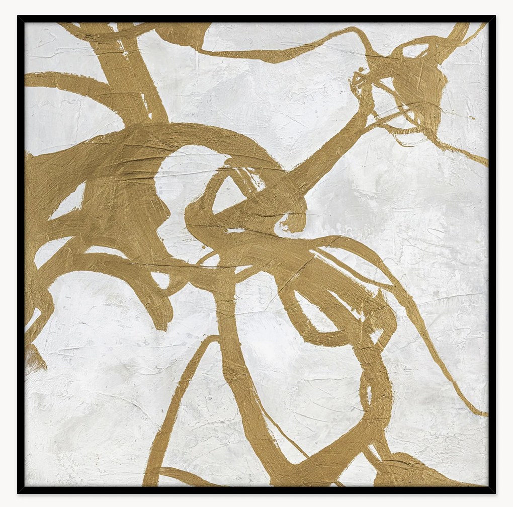 Quadero su tela dipinto a mano con cornice in legno Goldplay