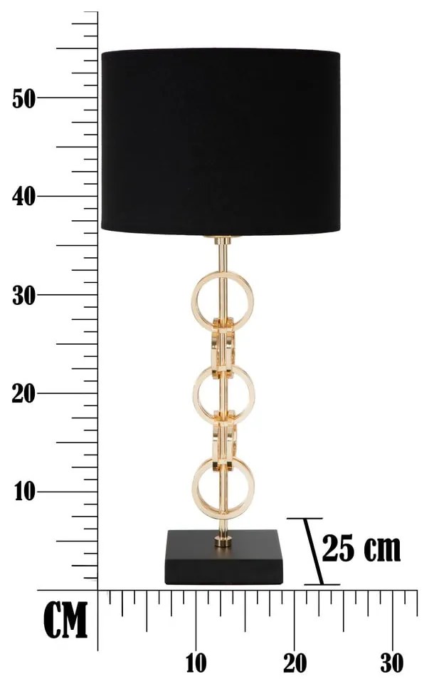 Lampada da tavolo in nero e oro Glam , altezza 54,5 cm Rings - Mauro Ferretti