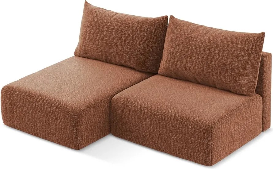 Divano angolare color mattone allungabile/con contenitore (con penisola a sinistra) Kalena – Makamii