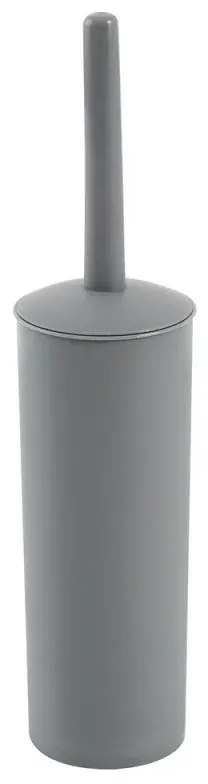 Portascopino wc da appoggio tondo grigio in plastica con scopino