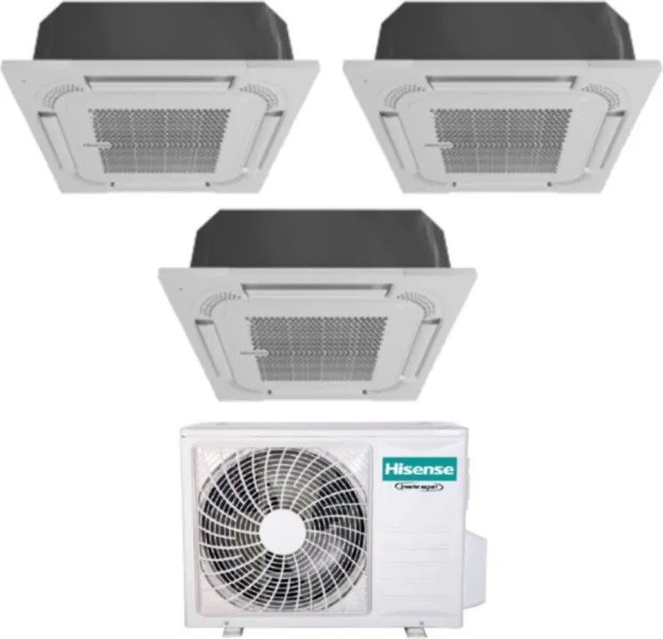 Climatizzatore Condizionatore Hisense Trial Split Inverter a Cassetta 12+12+12 con 3AMW72U4RJC R-32 Wi-Fi Optional 12000+12000+12000 con Telecomando