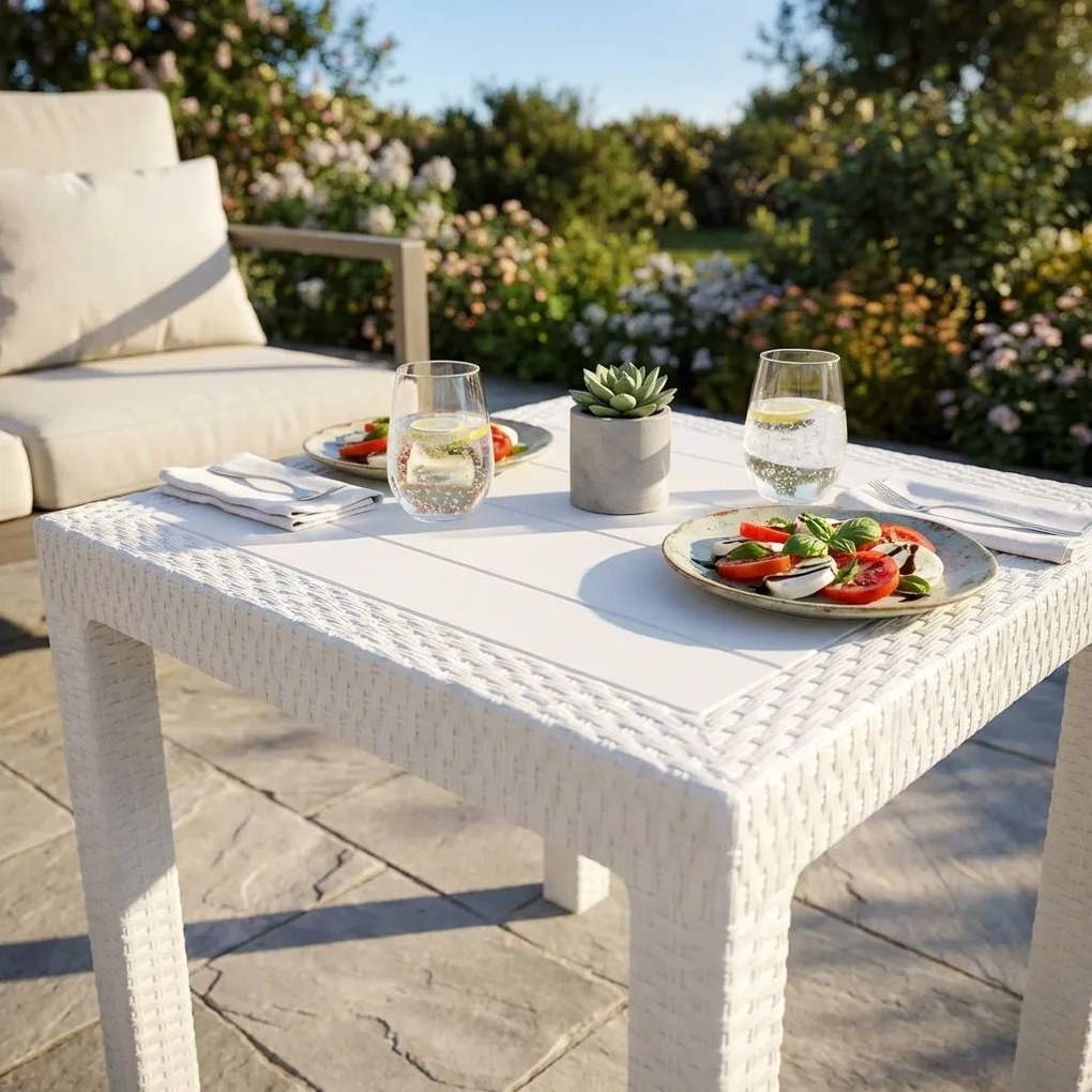 CALIGOLA - tavolo da giardino in wicker quadrato