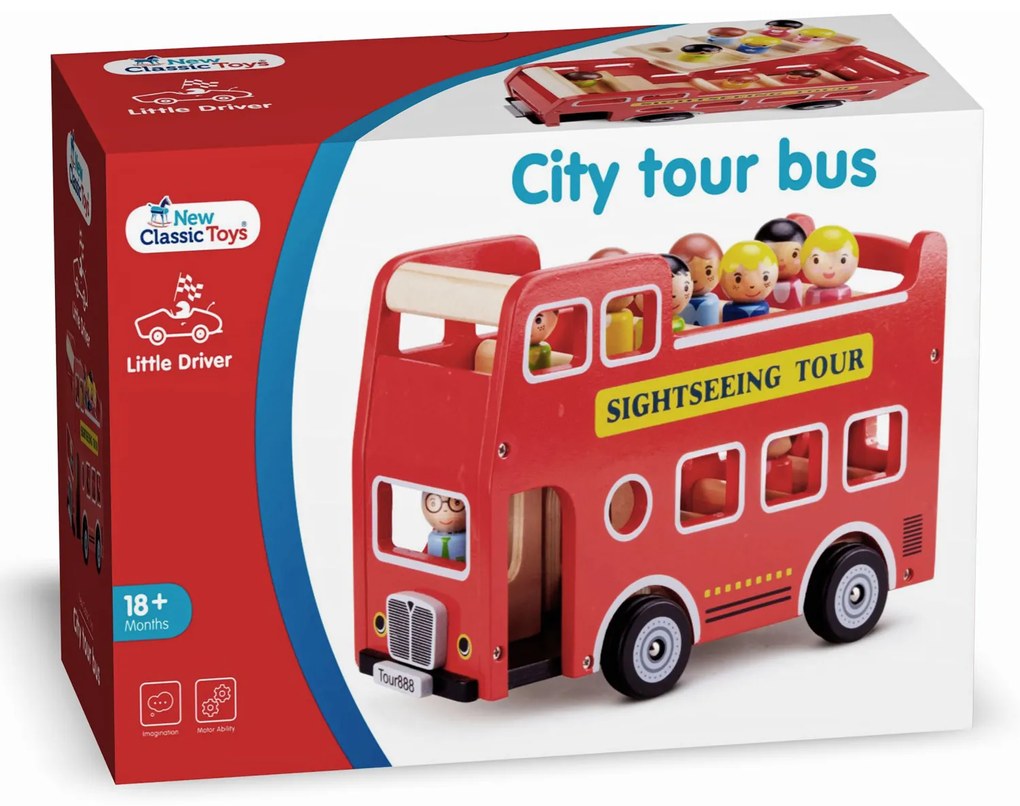 Autobus urbano rosso + 9 figurine di passeggeri