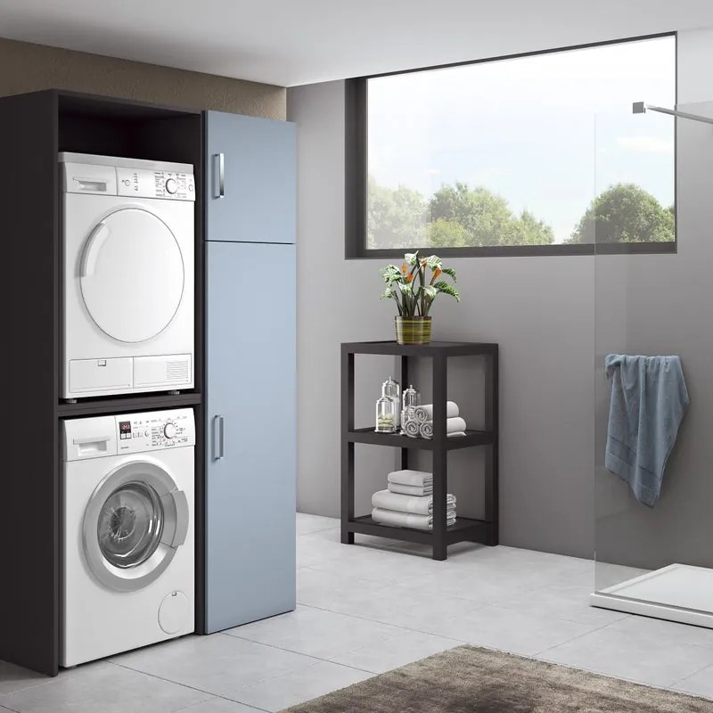 Colonna per lavabo Desi H 200 x P 51 cm  in truciolare blu e grigio / argento