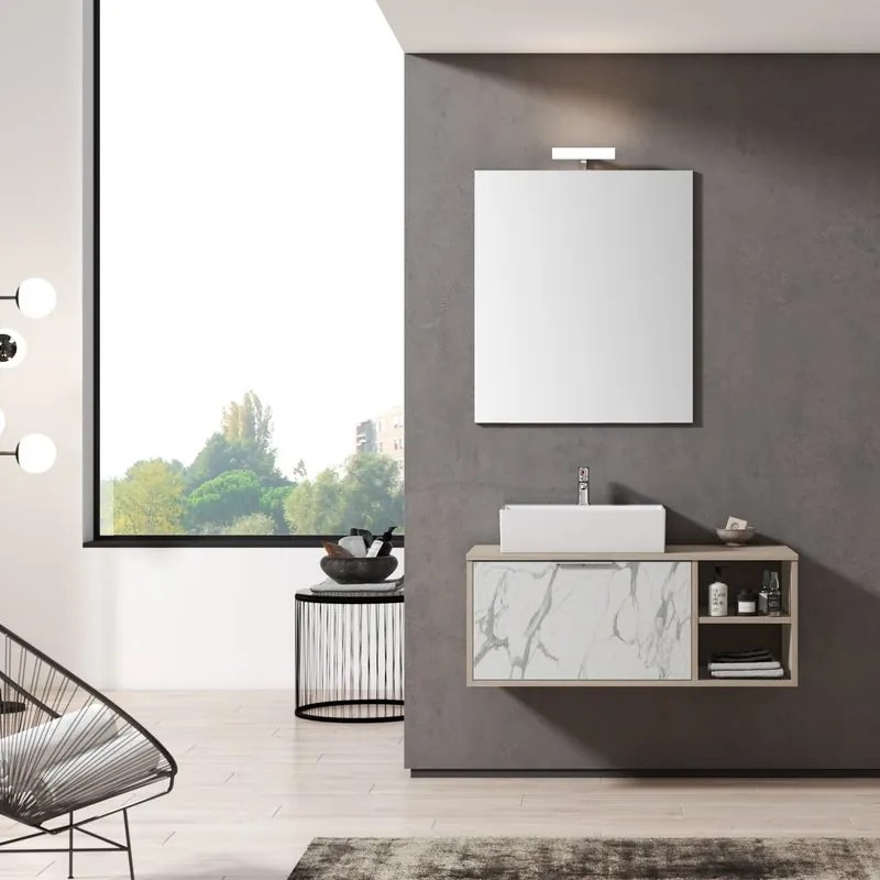 Mobile da bagno sotto lavabo Petra bianco L 100 x H 40 x P 45.5 cm 1 cassetto, lavabo non incluso