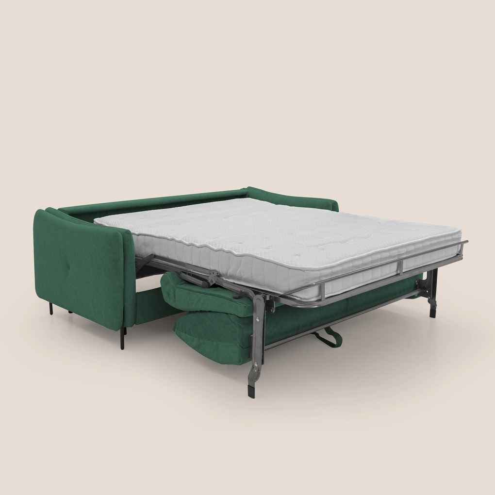 Gregory Divano letto con materasso h18 cm in microfibra effetto velluto impermeabile T09 verde
