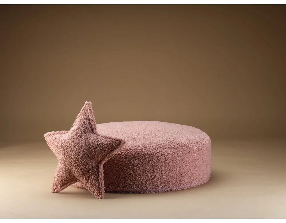 Pouf a sacco per bambini rosa con rivestimento in bouclé Round – Wigiwama