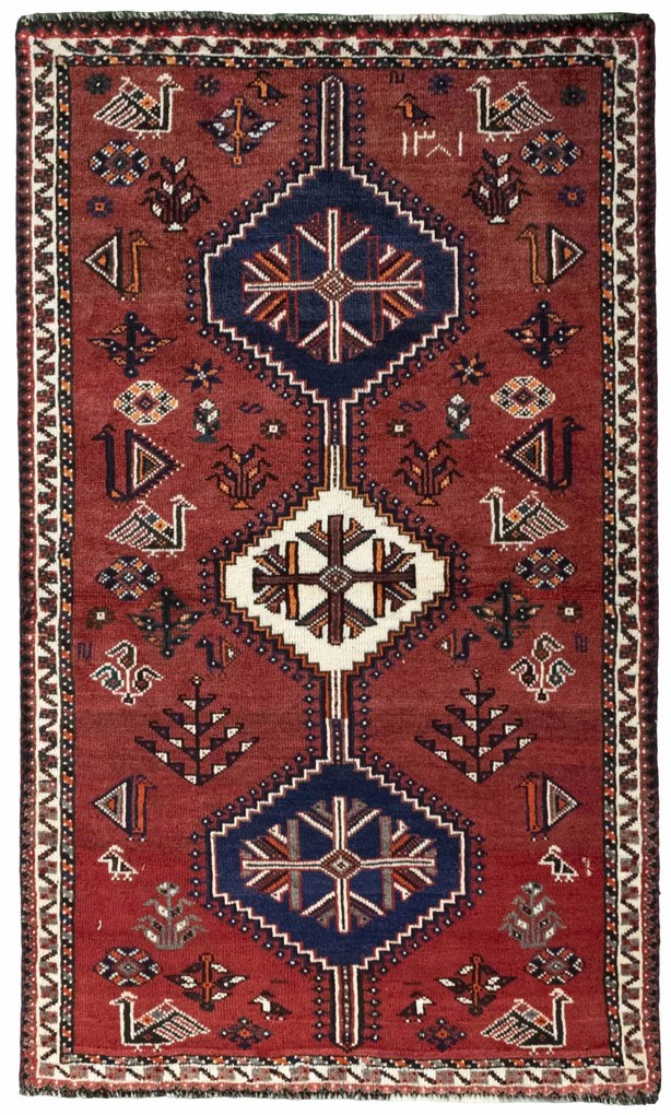 Shiraz Tappeto persiano 190x110 Rosso (Iran) Annodato A Mano