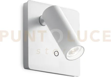 Lite applique a parete bianco led 3000k 3w  200 lm con interruttore